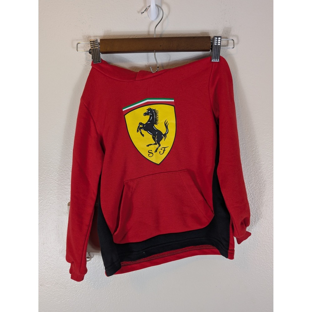 Puma Ferrari Scuderia Kids Size 6 Red Hoodie Sweatshirt Pullover Racing Logo
